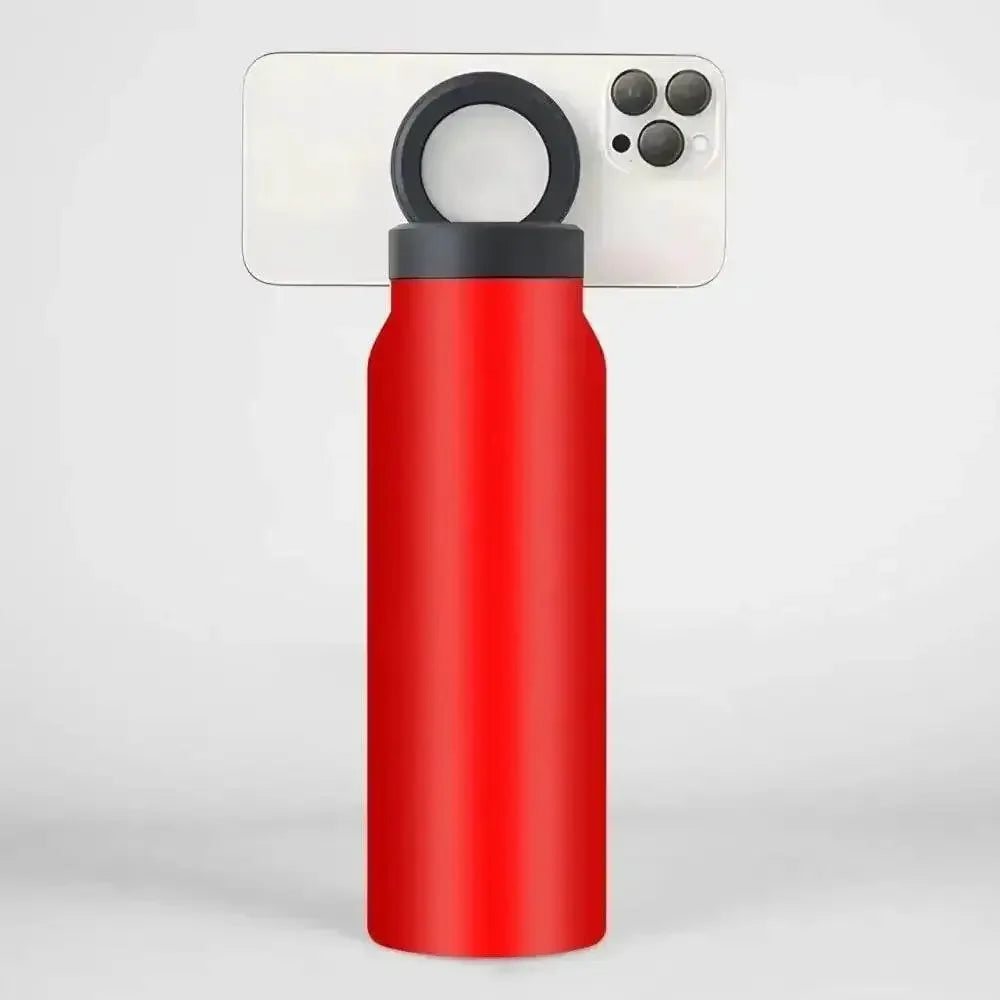 Metallic Sports Thermal Insulation Water Bottle Magnetic Phone Holder - GiFTiFY