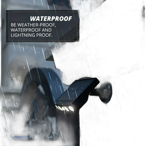 Waterproof solar-powered spotlight.