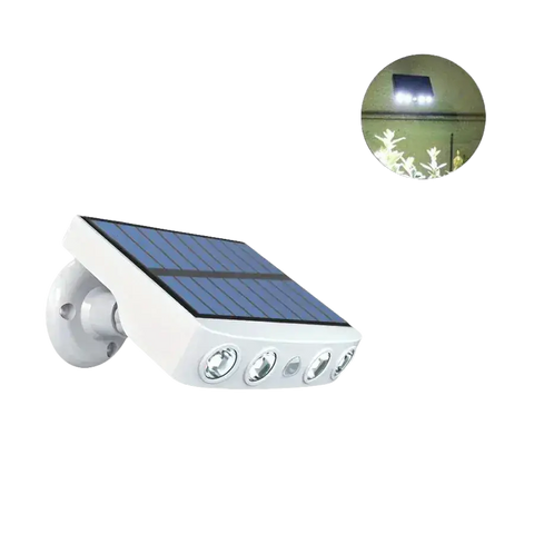 White solar-powered spotlight.
