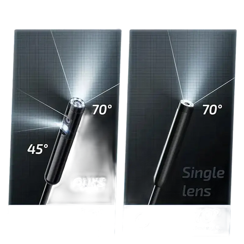 Endoscope with dual and single lens options.