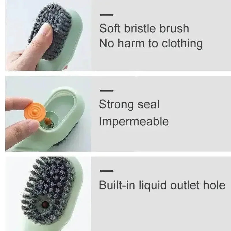 Multifunction Cleaning Shoe Brush Soft Automatic Liquid Shoe Brush Long Handle Clothes Soap Brush With Hook Clean Tool - GiFTiFY