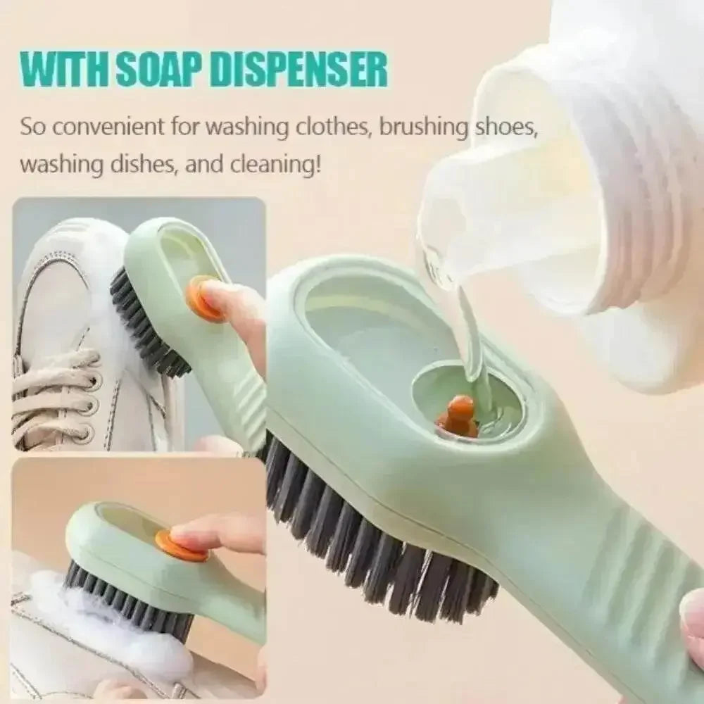 Multifunction Cleaning Shoe Brush Soft Automatic Liquid Shoe Brush Long Handle Clothes Soap Brush With Hook Clean Tool - GiFTiFY