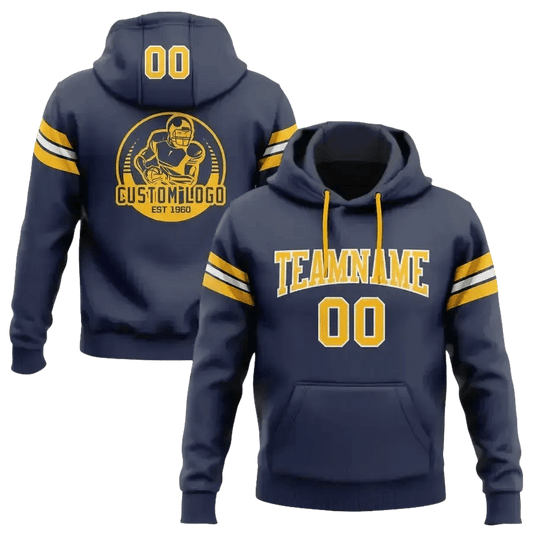 Navy and Gold Football Hoodie 4XL Men - GiFTiFY