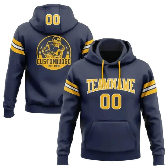 Navy and Gold Football Hoodie 4XL Men - GiFTiFY