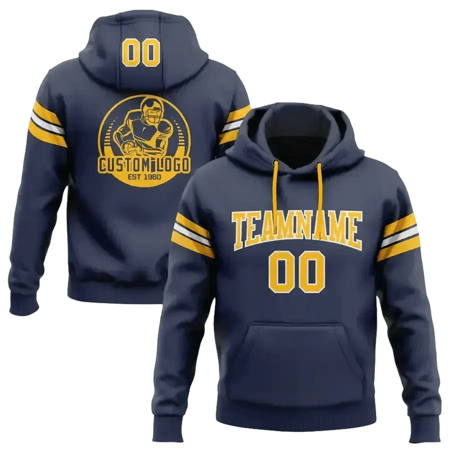 Navy and Gold Football Hoodie 4XL Men - GiFTiFY