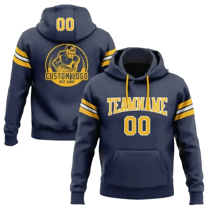 Navy and Gold Football Hoodie 4XL Men - GiFTiFY