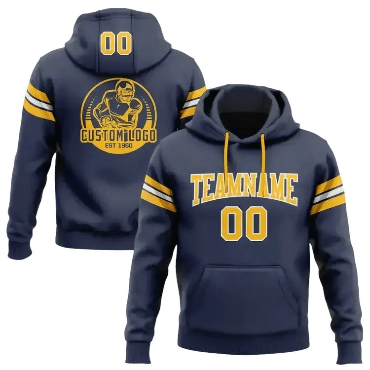 Navy and Gold Football Hoodie 4XL Men - GiFTiFY