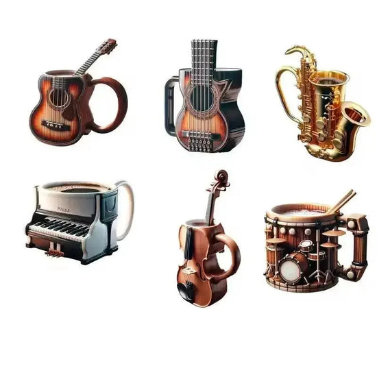 New Creative Musical Instrument Coffee Cup Guitar Pattern Mug Summer And Winter Drink Cup Music Lovers Holiday Gift - GiFTiFY