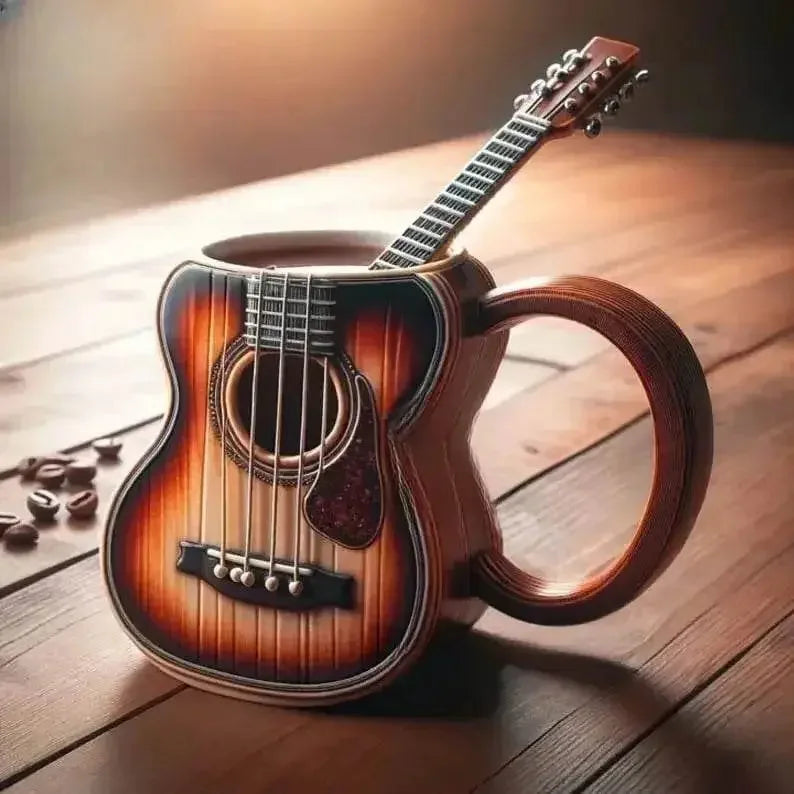 New Creative Musical Instrument Coffee Cup Guitar Pattern Mug Summer And Winter Drink Cup Music Lovers Holiday Gift Musical Instrument Coffee Cup by Dropshee / Intocountry Store