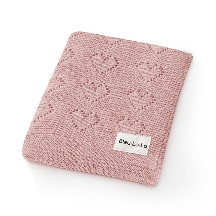 100% Cotton Luxury Knit Heart Swaddle Baby Blanket - GiFTiFY