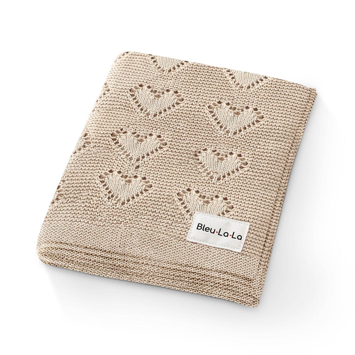 100% Cotton Luxury Knit Heart Swaddle Baby Blanket - GiFTiFY