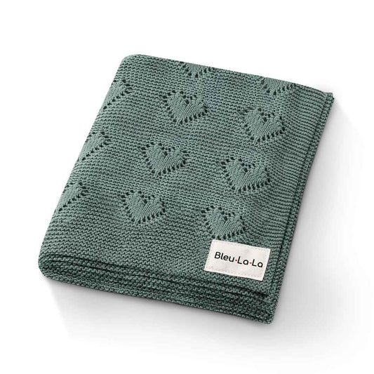 100% Cotton Luxury Knit Heart Swaddle Baby Blanket