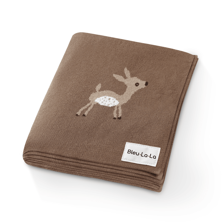 Luxury Cotton Deer Knit Swaddle Baby Blanket - GiFTiFY