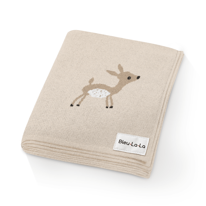 Luxury Cotton Deer Knit Swaddle Baby Blanket - GiFTiFY