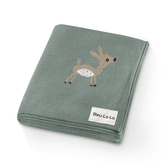 Luxury Cotton Deer Knit Swaddle Baby Blanket - GiFTiFY