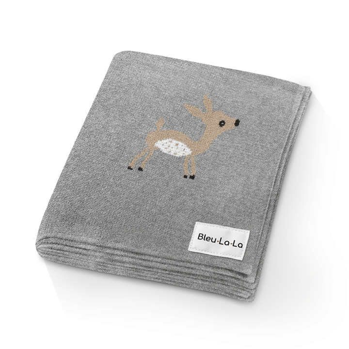 Luxury Cotton Deer Knit Swaddle Baby Blanket - GiFTiFY