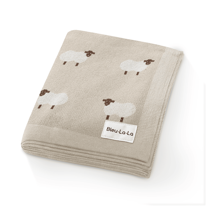 Sheep Knit Receiving Baby Blanket - GiFTiFY