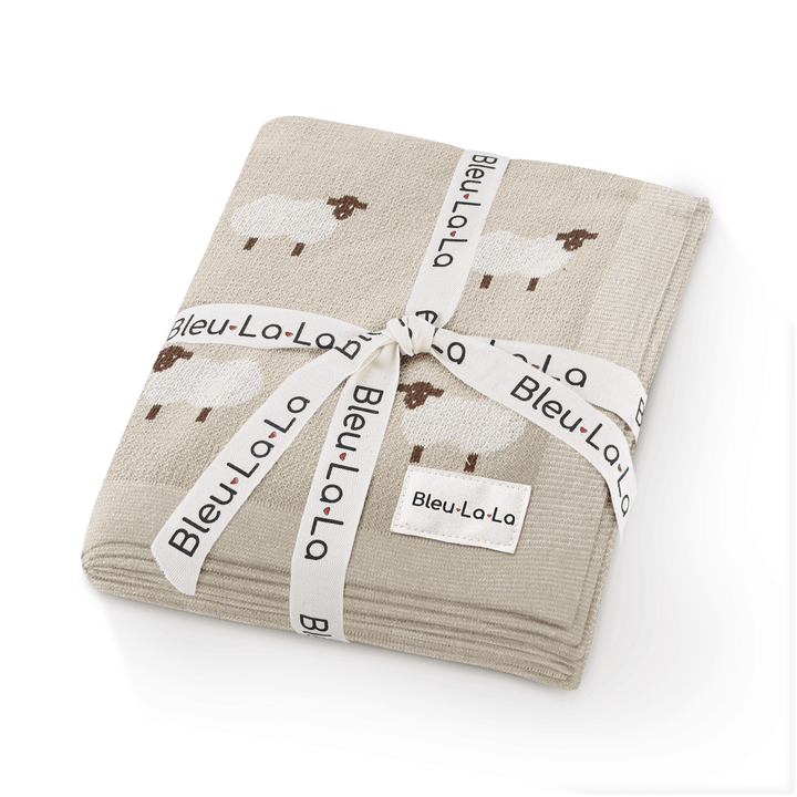 Sheep Knit Receiving Baby Blanket - GiFTiFY