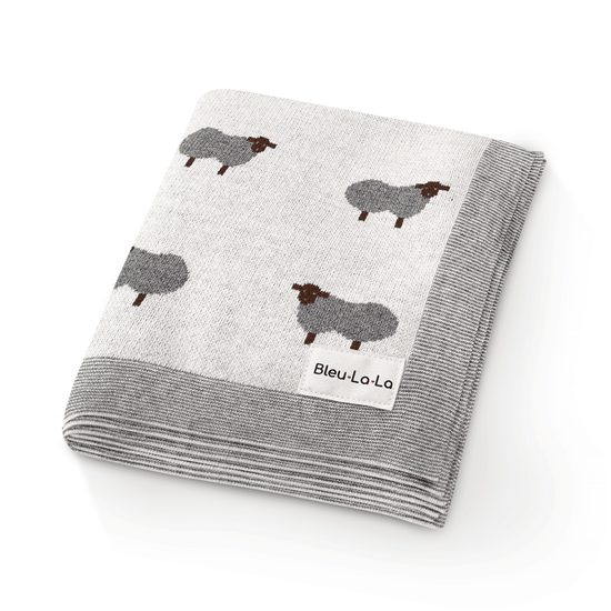 Sheep Knit Receiving Baby Blanket - GiFTiFY