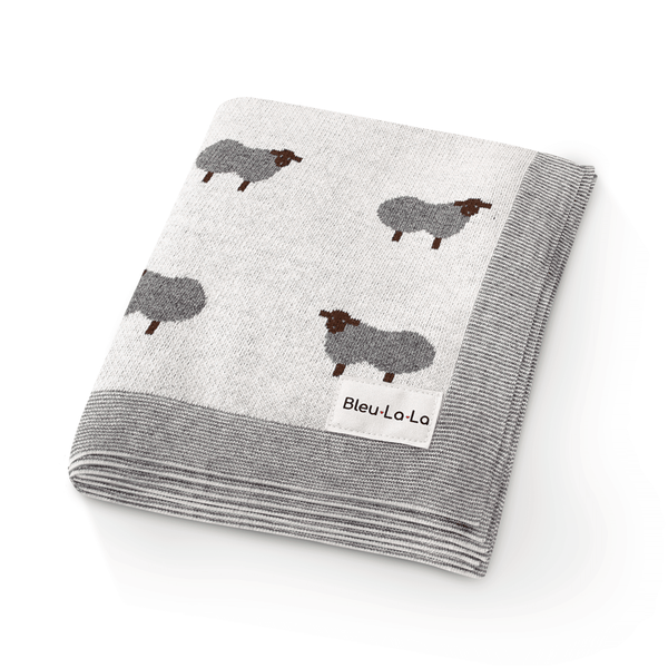 Sheep Knit Receiving Baby Blanket - GiFTiFY