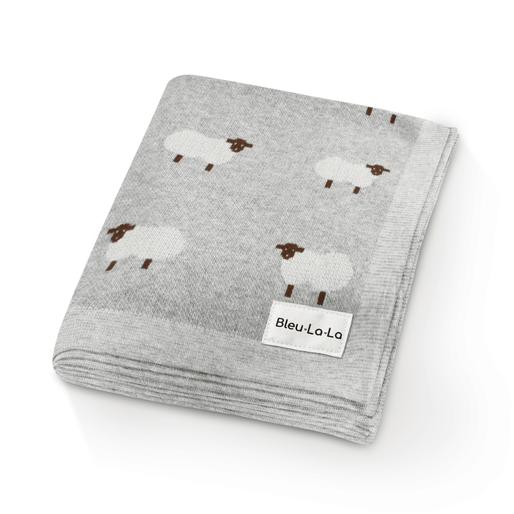Sheep Knit Receiving Baby Blanket - GiFTiFY