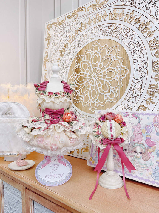 High quality Rosé Blossom Couture Dog Dress & Hat Set