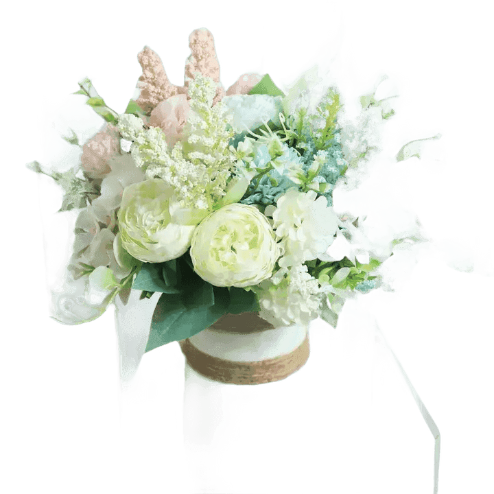 Peach Pink Roses Artificial Flowers Vase - GiFTiFY