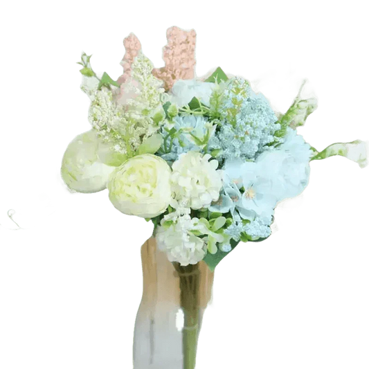 Peach Pink Roses Artificial Flowers Vase - GiFTiFY
