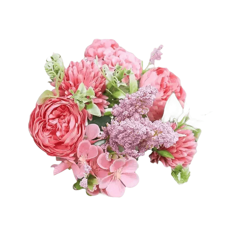 Peach Pink Roses Artificial Flowers Vase - GiFTiFY