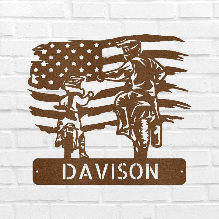 Personalized Motocross Metal Sign – Custom Father and Son Gift, Motocross Family Decor - GiFTiFY