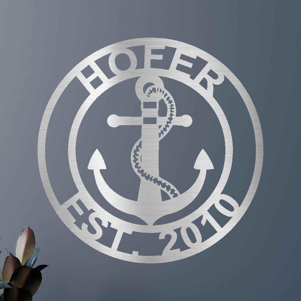 Anchor Family Name Personalized Gifts - Custom Metal Sign - GiFTiFY