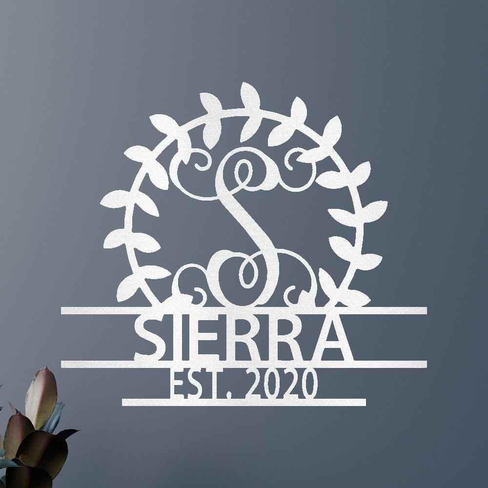 Crest Sign Personalized Gifts - Custom Metal Sign, Split Letter, Last Name, Wedding Gift - GiFTiFY