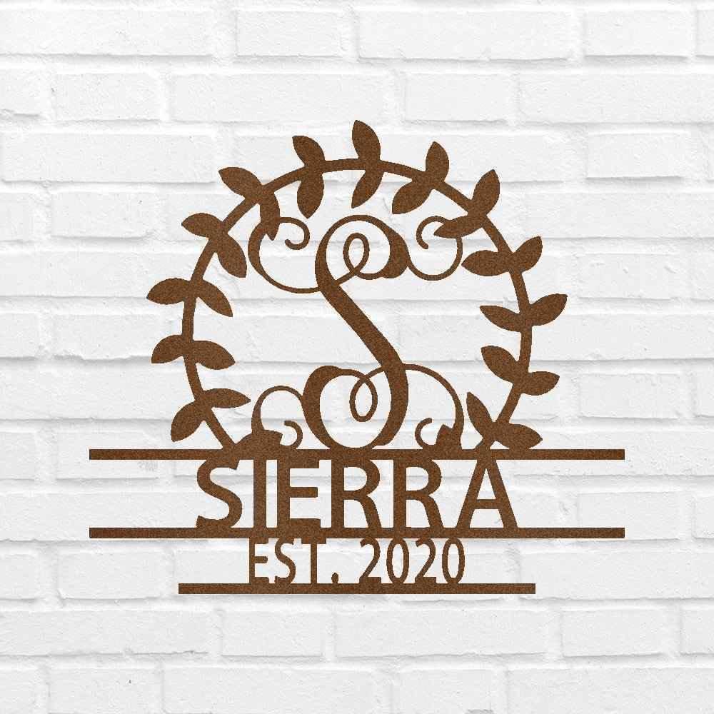 Crest Sign Personalized Gifts - Custom Metal Sign, Split Letter, Last Name, Wedding Gift - GiFTiFY