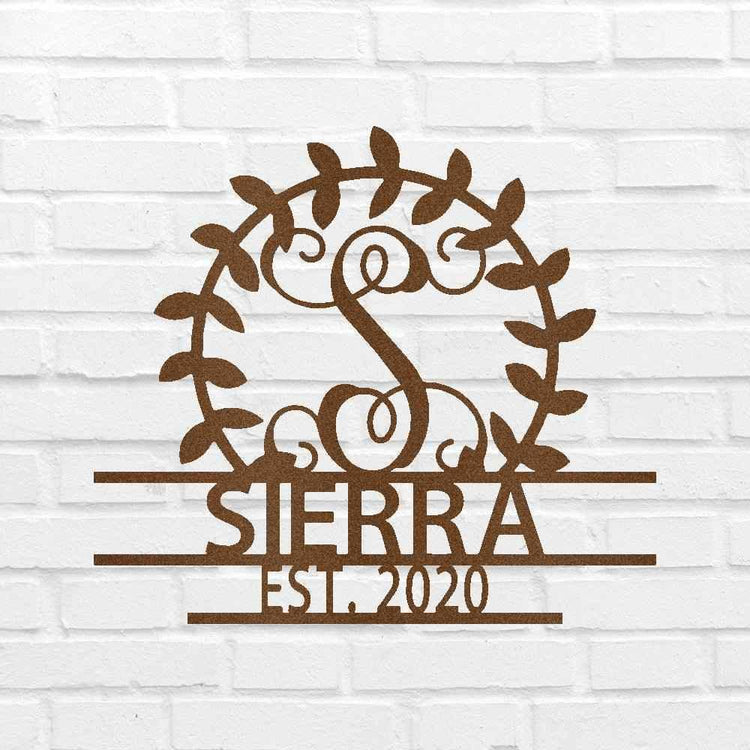 Crest Sign Personalized Gifts - Custom Metal Sign, Split Letter, Last Name, Wedding Gift - GiFTiFY