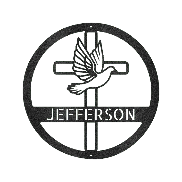 Dove and Cross Holy Spirit Personalized Gifts - Custom Metal Sign - GiFTiFY