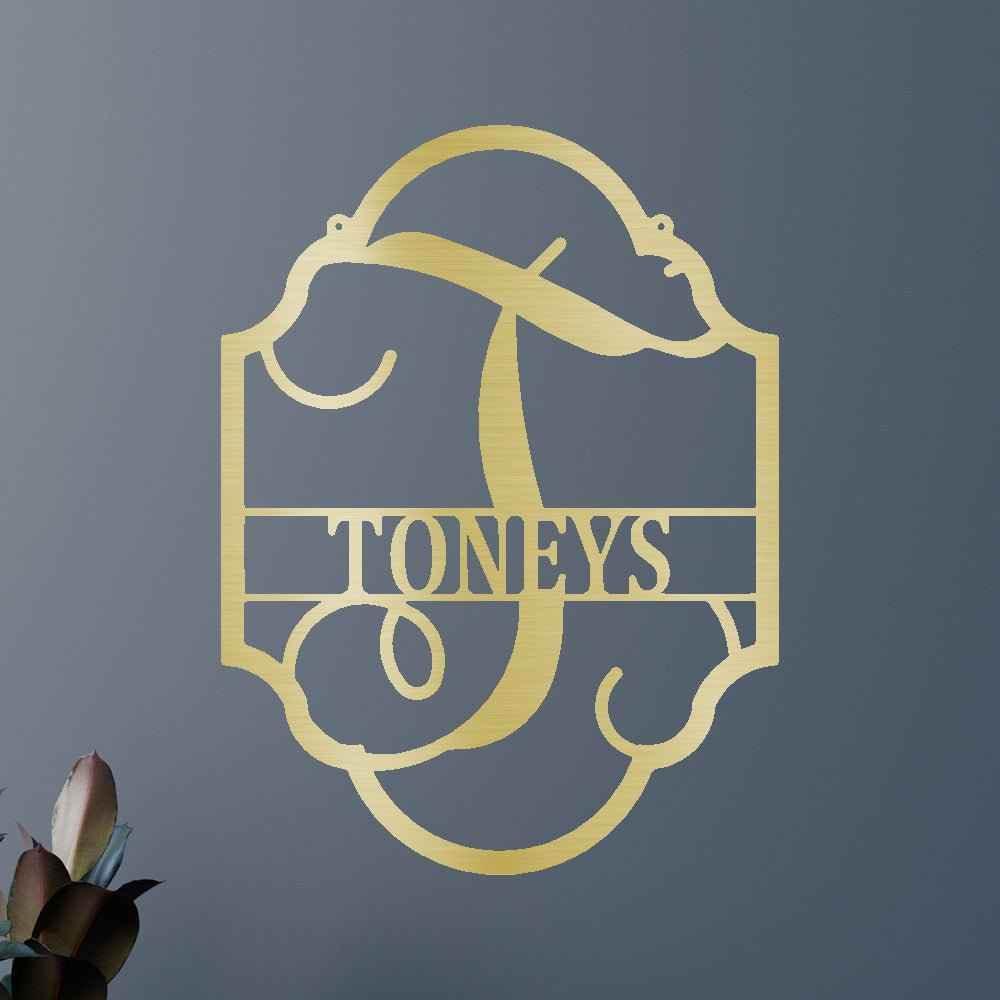 Family Name Plaque Personalized Gifts - Custom Metal Sign, Split Letter - GiFTiFY