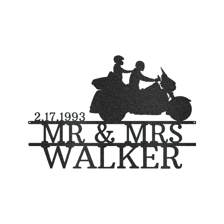 Motorcycle Couple Personalized Gifts - Custom Metal Sign - GiFTiFY