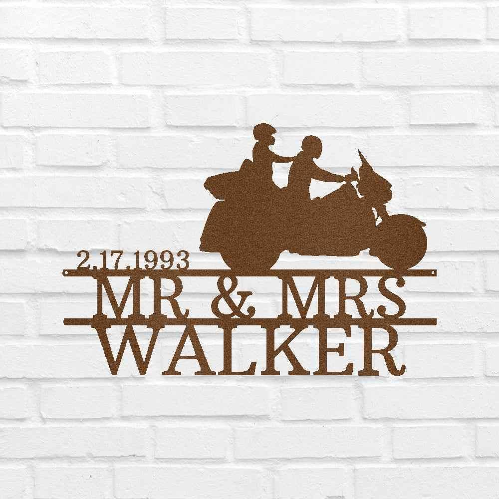 Motorcycle Couple Personalized Gifts - Custom Metal Sign - GiFTiFY