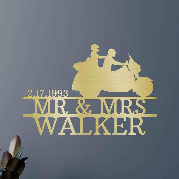 Motorcycle Couple Personalized Gifts - Custom Metal Sign - GiFTiFY