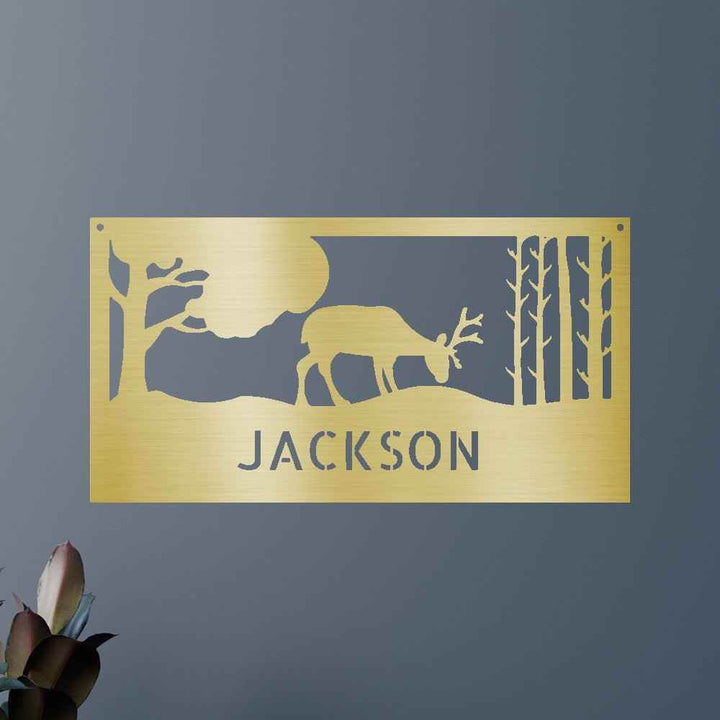 Grazing Deer Personalized Gifts - Custom Metal Sign - GiFTiFY