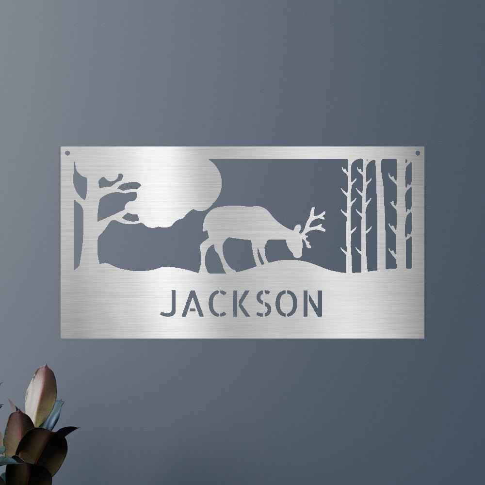 Grazing Deer Personalized Gifts - Custom Metal Sign - GiFTiFY