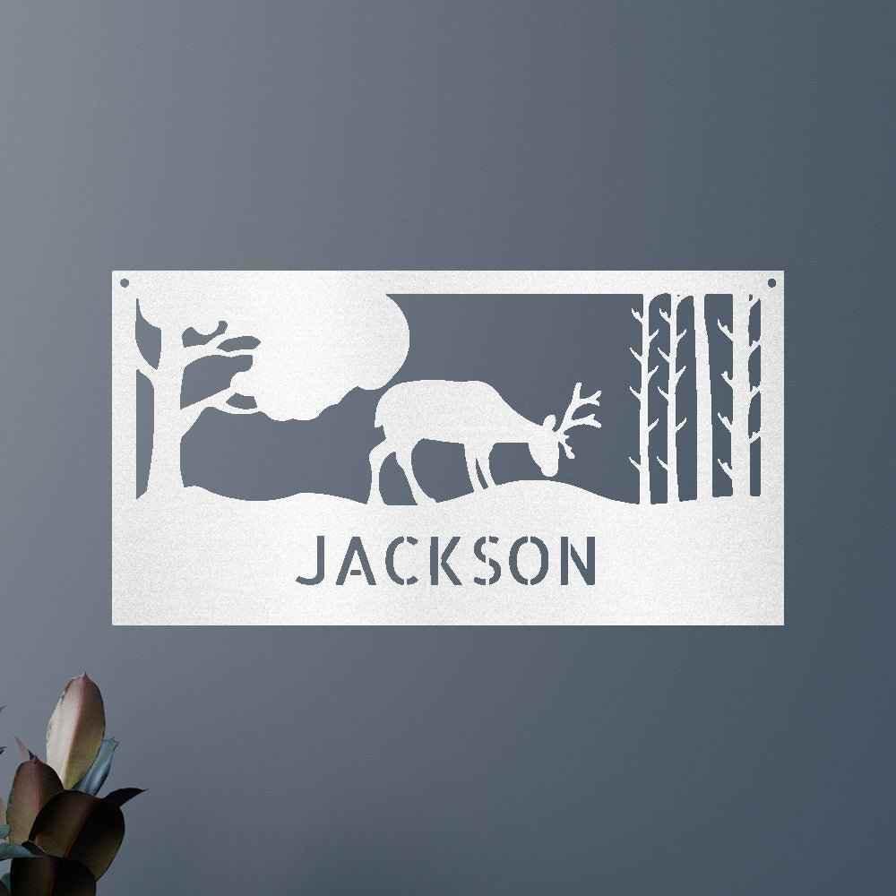 Grazing Deer Personalized Gifts - Custom Metal Sign - GiFTiFY
