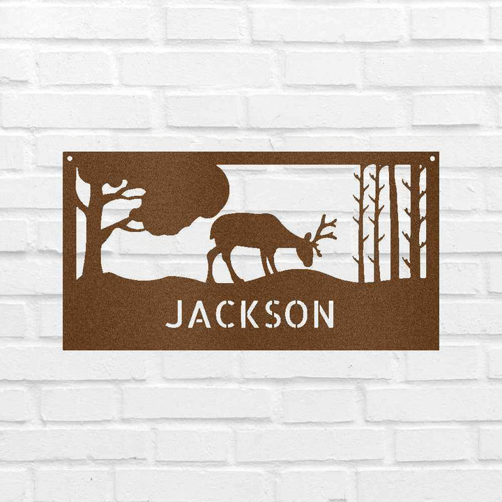 Grazing Deer Personalized Gifts - Custom Metal Sign - GiFTiFY
