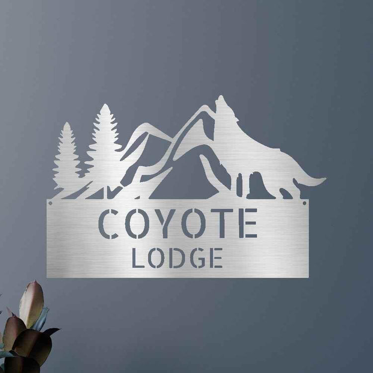 Home Sign - Custom Metal Sign, Grey Wolf Design - GiFTiFY