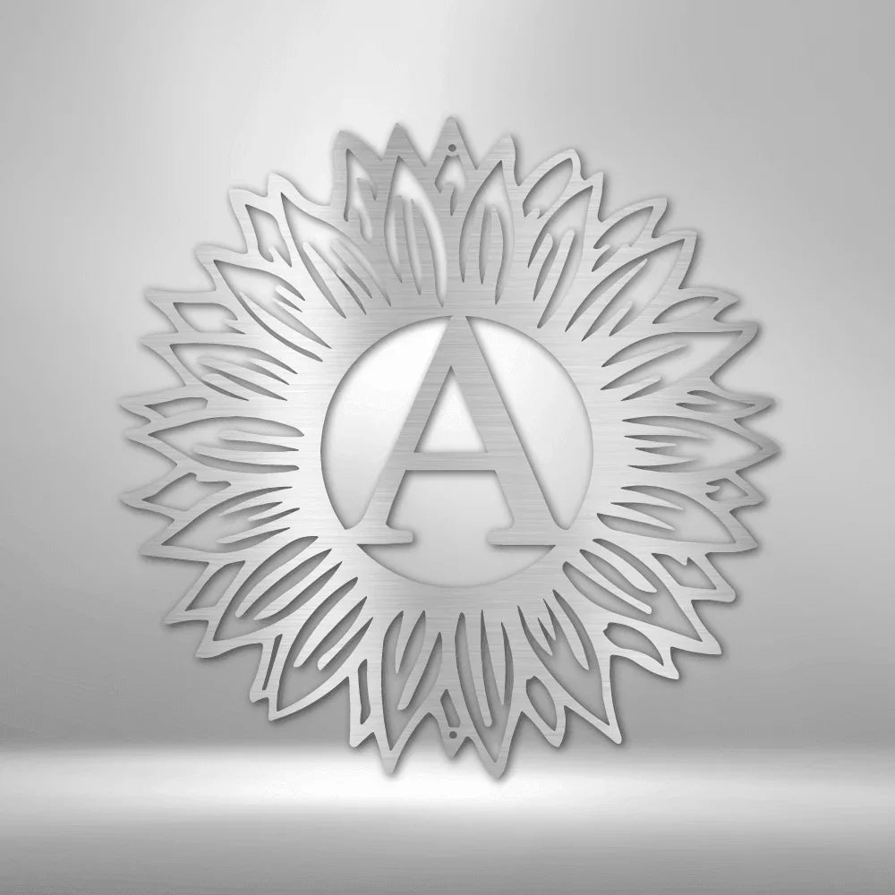 Sunflower Initial Personalized Gifts - Custom Metal Sign - GiFTiFY