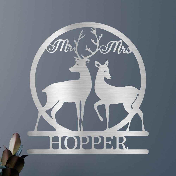 Mr and Mrs Deer Personalized Gifts - Custom Metal Sign - GiFTiFY