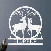 Mr and Mrs Deer Personalized Gifts - Custom Metal Sign - GiFTiFY