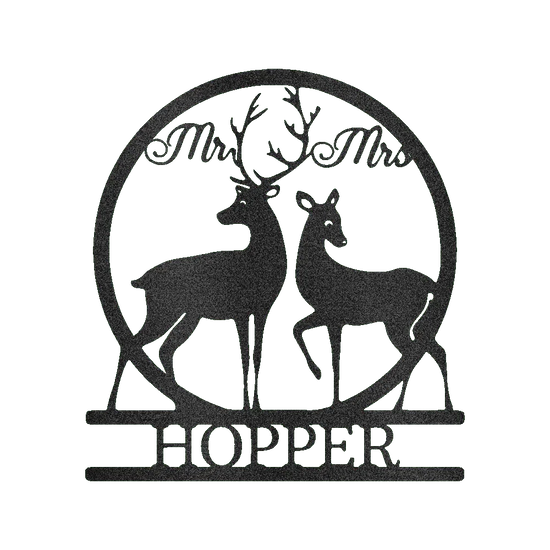 Mr and Mrs Deer Personalized Gifts - Custom Metal Sign - GiFTiFY