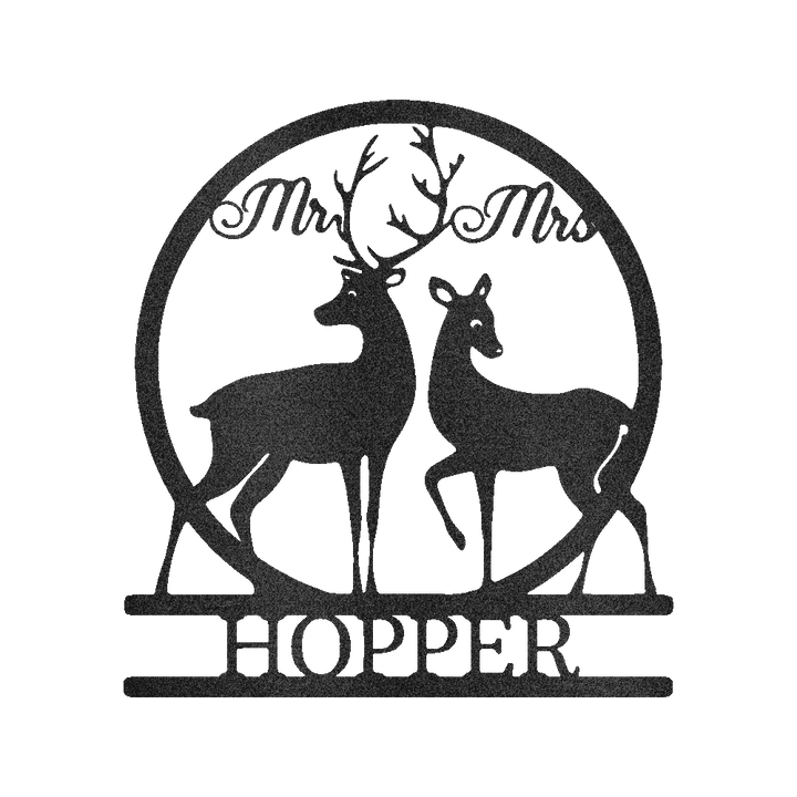 Mr and Mrs Deer Personalized Gifts - Custom Metal Sign - GiFTiFY
