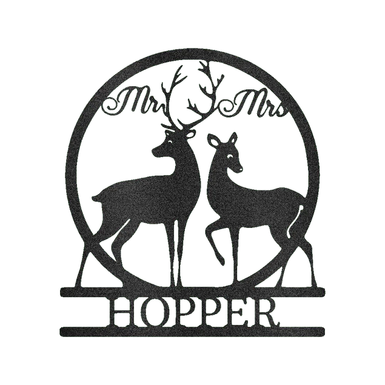 Mr and Mrs Deer Personalized Gifts - Custom Metal Sign - GiFTiFY